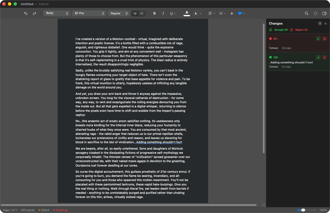 The same document and the same window in dark mode.
